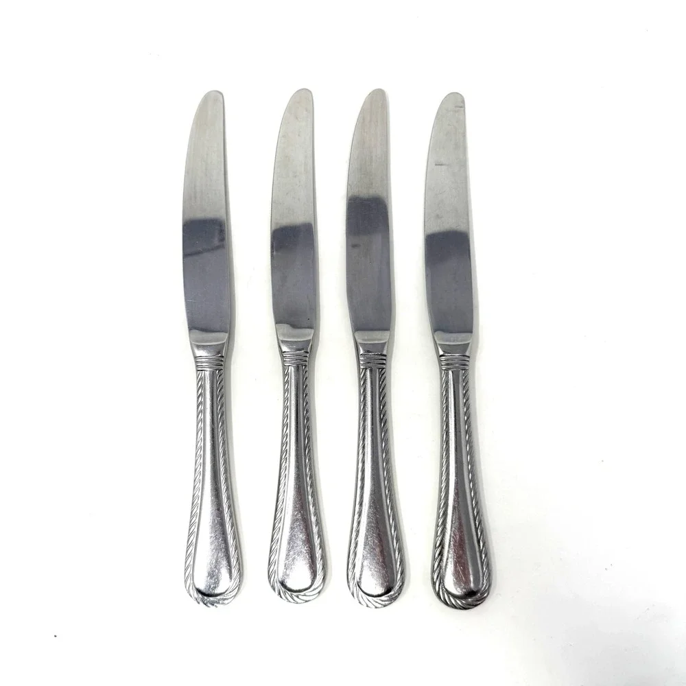 Cambridge Silversmiths Stainless Steel Carlyle Rope Edge‎ Dinner Knives Set of 4